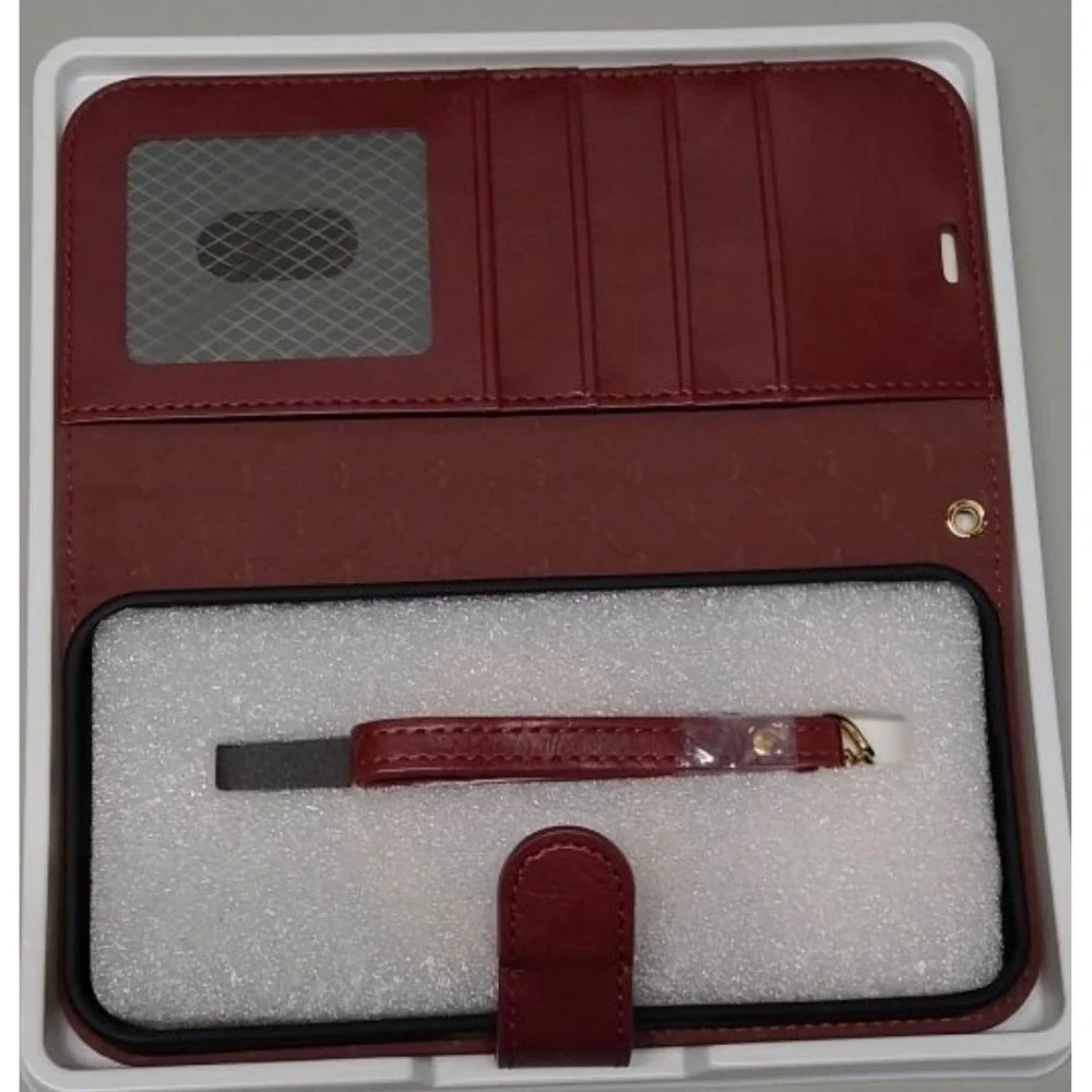 OCASE iPhone 17 Pro Max Detachable Wallet Case RFID PU Leather Burgundy Folio